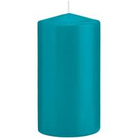 1x Turquoise Blauwe Cilinderkaarsen/stompkaarsen 8 X 15 Cm 69 Branduren - Geurloze Kaarsen Turkoois Blauw - Stompkaarsen