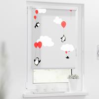 Lichtblick Rollo Klemmfix, ohne Bohren, blickdicht, Pinguine - Rot, 70 x 150 cm (B L)