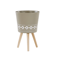 Beliani Bloempot met standaard hout taupe ⌀ 41 cm ARTA