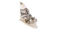 False Clayre & Eef Kerstdecoratie Beeld Kerstman 24*8*16 cm Grijs Kunststof Decoratief Figuur Decoratieve Accessoires