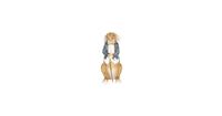 Clayre & Eef Decoratie Beeld Konijn 16*13*32 cm Meerkleurig Polyresin Decoratief Figuur Decoratieve Accessoires