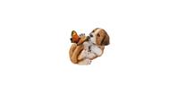 Clayre & Eef Decoratie Beeld Hond 14*9*10 cm Bruin Kunststof Decoratief Figuur Decoratieve Accessoires