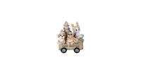 False Clayre & Eef Decoratie Beeld Honden en Kat 9*7*11 cm Grijs, Beige, Wit Polyresin Decoratief Figuur Decoratieve Accessoires