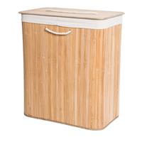 Decopatent Bamboe Wasmand - Dubbele Wasmand met deksel - Opvouwbaar - 110 L - Naturel