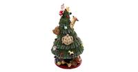 False Clayre & Eef Kerstdecoratie Beeld Kerstboom Ø 12*24 cm Groen, Rood Kunststof Decoratief Figuur Decoratieve Accessoires