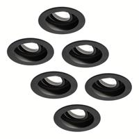 HOFTRONIC™ Set van 6 stuks dimbare LED inbouwspot Laredo 5 Watt 6400K zwart kantelbaar IP20
