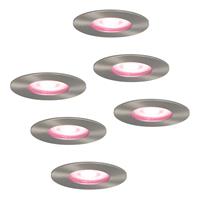Hofronic Set van 6 stuks smart WiFi dimbare RGBWW LED inbouwspots Bari RVS 5,5 Watt IP65 spatwaterdicht