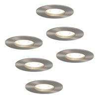 HOFTRONIC™ Set van 6 dimbare LED inbouwspots Bari RVS GU10 6.5 Watt 4000K IP65 spatwaterdicht