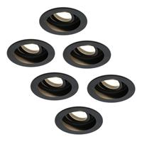 HOFTRONIC™ Set van 6 stuks dimbare LED inbouwspot Laredo 5 Watt 2700K zwart kantelbaar IP20