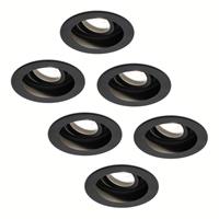 HOFTRONIC™ Set van 6 stuks dimbare LED inbouwspot Laredo 5 Watt 4000K zwart kantelbaar IP20