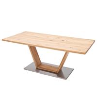 MCA furniture Eettafel Greta Eettafel massief hout met schaaldeel, rechte rand of gedeeld tafelblad