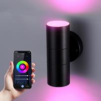HOFTRONIC™ Smart WiFi LED Wandlamp Blenda RGBWW GU10 rond Up & Down light zwart IP44