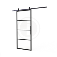 Intersteel DIY schuifdeur Cubo incl. transparant glas 2350mm + zwart ophangsysteem Basic Top