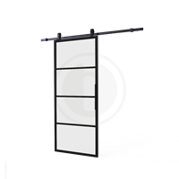 Intersteel DIY schuifdeur Cubo incl. mat glas 2150mm + zwart ophangsysteem Basic Top