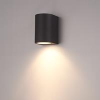 Hofronic Alvin dimbare LED wandlamp - 2700K warm wit - GU10 - 5 Watt - Wandspot - Zwart - IP65 voor binnen en buiten