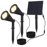 HOFTRONIC™ Solar LED Tuinspot Bend Duo met los zonnepaneel 3000K warm wit Prikspot Grondspot