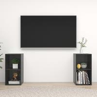 vidaXL Tv-meubelen 2 st 72x35x36,5 cm spaanplaat hoogglans grijs