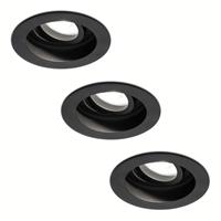 HOFTRONIC™ Set van 3 stuks dimbare LED inbouwspot Laredo 5 Watt 6400K zwart kantelbaar IP20