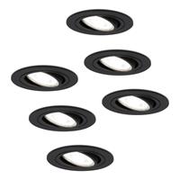 HOFTRONIC™ Set van 6 dimbare LED inbouwspots Miro 5 Watt 6400K daglicht wit kantelbaar IP20