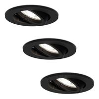 HOFTRONIC™ Set van 3 stuks zwarte dimbare LED inbouwspots Oslo 5 Watt 6400K kantelbaar