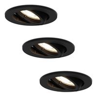HOFTRONIC™ Set van 3 stuks zwarte dimbare LED inbouwspots Oslo 5 Watt 4000K kantelbaar