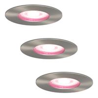 Hofronic Set van 3 stuks smart WiFi dimbare RGBWW LED inbouwspots Bari RVS 5,5 Watt IP65 spatwaterdicht