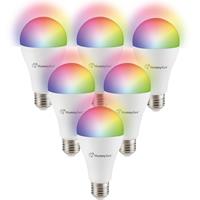 Homeylux Set van 6 E27 SMART LED Lampen RGBWW Wifi & Bluetooth 14 Watt 1400lm Dimbaar via App