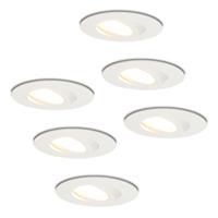 Hoftronic Set van 6 stuks LED inbouwspots Napels IP65 8 Watt 2700K dimbaar 360° kantelbaar wit