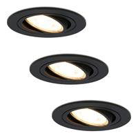 Hoftronic Set van 3 dimbare LED inbouwspots Miro 5 Watt 2700K warm wit kantelbaar