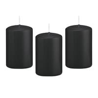 8x Zwarte Cilinderkaars/stompkaars 5 X 8 Cm 18 Branduren - Geurloze Kaarsen - Woondecoraties