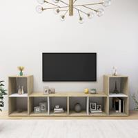 VidaXL TV-Schränke 4 Stk. Weiß Sonoma-Eiche 72x35x36,5 cm Spanplatte 