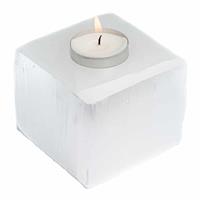Spiru Waxinelichthouder Edelsteen Seleniet Kubus ca 1100 gram (8 x 8 cm)