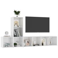 vidaXL 3-delige Tv-meubelset spaanplaat hoogglans wit