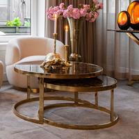 Richmond Interiors Richmond Ronde Salontafel 'Conrad' Set van 2 stuks, Faux Marmer