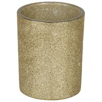 Bellatio 1x Gouden Theelichthouders/waxinelichthouders Glitter 10 Cm - Kaarsenhouders/lantaarns - Sfeer Lichtjes