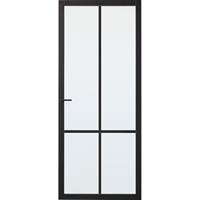 CanDo Industrial binnendeur Doncaster zwart mat glas opdek links 83x231,5 cm