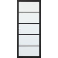 CanDo Industrial binnendeur Stratford zwart mat glas opdek links 93x201,5 cm