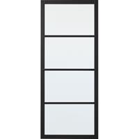 Industrial binnendeur Bradford zwart mat glas opdek rechts 83x201,5 cm