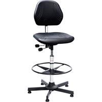 Werkdraaistoel COMFORT, met voetdoppen en voetring, hoogteverstelling 610 - 800 mm