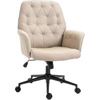 Vinsetto HOMCOM kantoorstoel met kantelfunctie draaistoel stoel voor kantoor aan huis in hoogte verstelbare bureaustoel ergonomisch 360° zwenkwielen schuimstof beige 66 x 69 x 89,5-97 cm