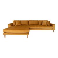 Hioshop Lido bank met chaise longue links velours geel.