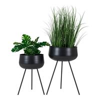 House Nordic Moderne zwarte ''Ardola'' bloempotten - 2 stuks