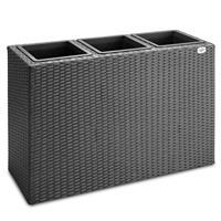 Casaria Polyrattan Bloempot Zwart 83x30,5x60cm