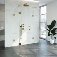 Saniclass Create Douchecabine XL 120x200x80cm profielloos met antikalk en 8mm veiligheidsglas Goud geborsteld 4JC12-80x120u