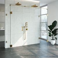 Saniclass Create Douchecabine XL 200x200x80cm profielloos met antikalk en 8mm veiligheidsglas Goud geborsteld 4JC12-80x200u