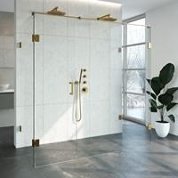 Saniclass Create Douchecabine XL 200x200x90cm profielloos met antikalk en 8mm veiligheidsglas Goud geborsteld 4JC12-90x200u