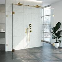 Saniclass Create Douchecabine XL 200x200x100cm profielloos met antikalk en 8mm veiligheidsglas Goud geborsteld 4JC12-100x200u