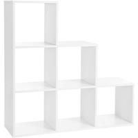 songmics VASAGLE Bücherregal, Treppenregal mit 6 Fächern, 6-Würfel, Ausstellungsregal aus Holz, freistehendes Regal, Raumteiler, 97.5 x 97.5 x 29cm, weiß, von