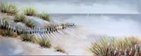 Karo-art Schilderij - Handgeschilderd - Strandzicht, 60x150