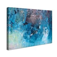 Karo-art Schilderij - Blauw Abstract, Print op canvas 80x60